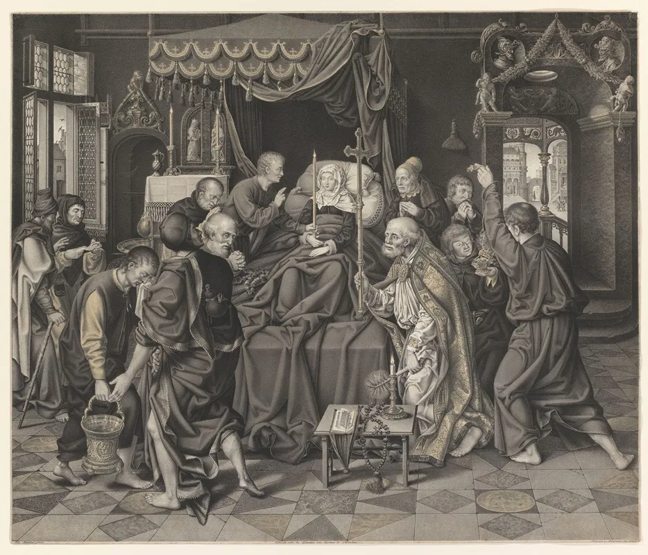 Mary On Her Deathbed Surrounded By Apostles Wall Art by Johann Nepomuk Strixner - High-Resolution Digital Print