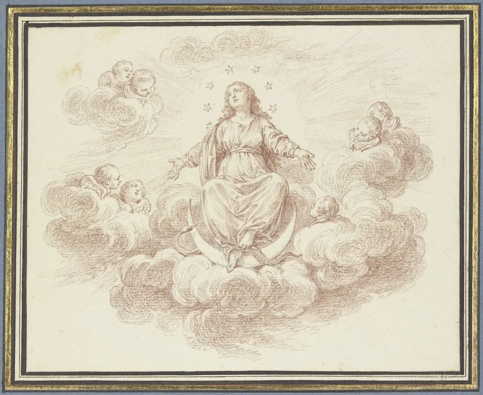 Mary On The Crescent Moon Wall Art by Charles Nicolas Cochin II - High-Resolution Digital Print