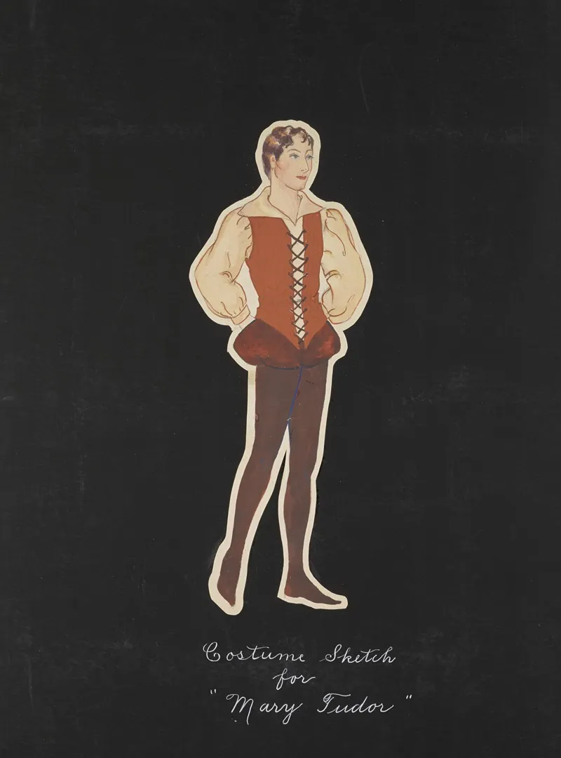 Mary Tudor Cream Shirt Brown Jerkin And Brown Hose Wall Art by Emile Stoner - High-Resolution Digital Print
