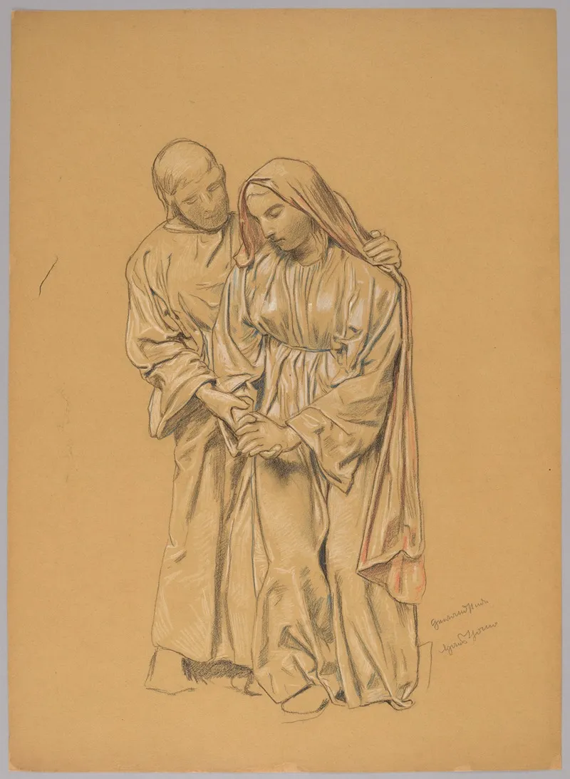 Mary With St John The Evangelist 2 Wall Art by Hans Thoma - High-Resolution Digital Print