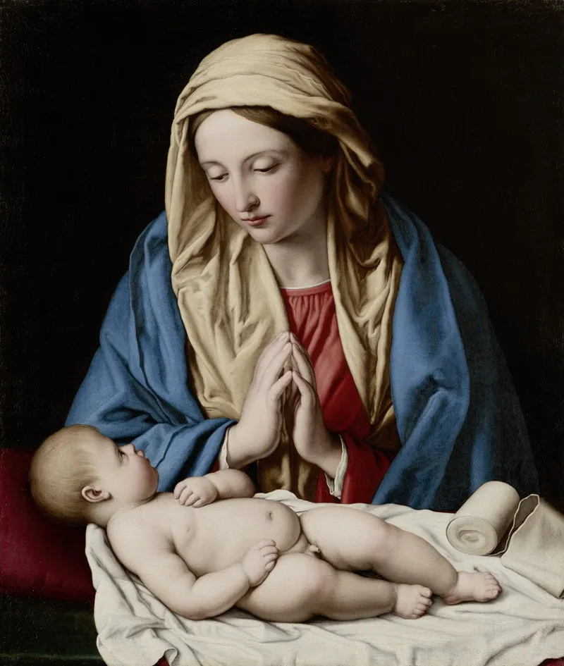 Mary Worshiping The Child Wall Art by Giovanni Battista Salvi da Sassoferrato - High-Resolution Digital Print