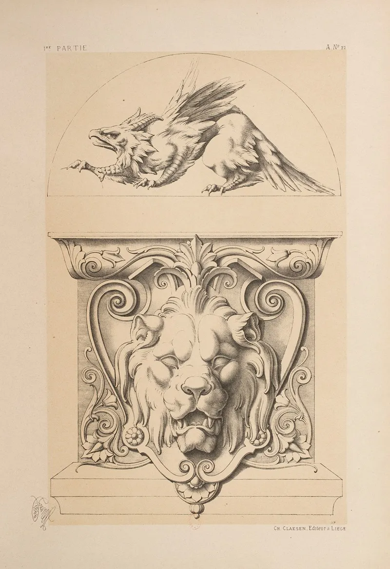 Mascaron Et Chimere Wall Art by Michel Liénard - High-Resolution Digital Print