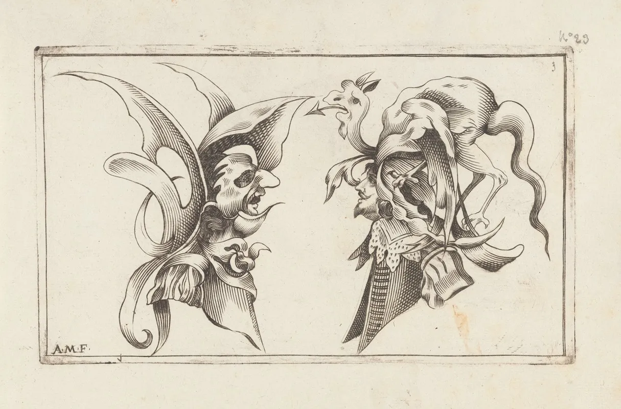 Masks And Hats Pl 02 Wall Art by Agostino Mitelli - High-Resolution Digital Print