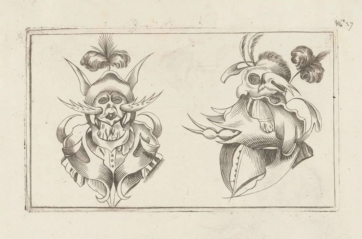 Masks And Hats Pl 06 Wall Art by Agostino Mitelli - High-Resolution Digital Print