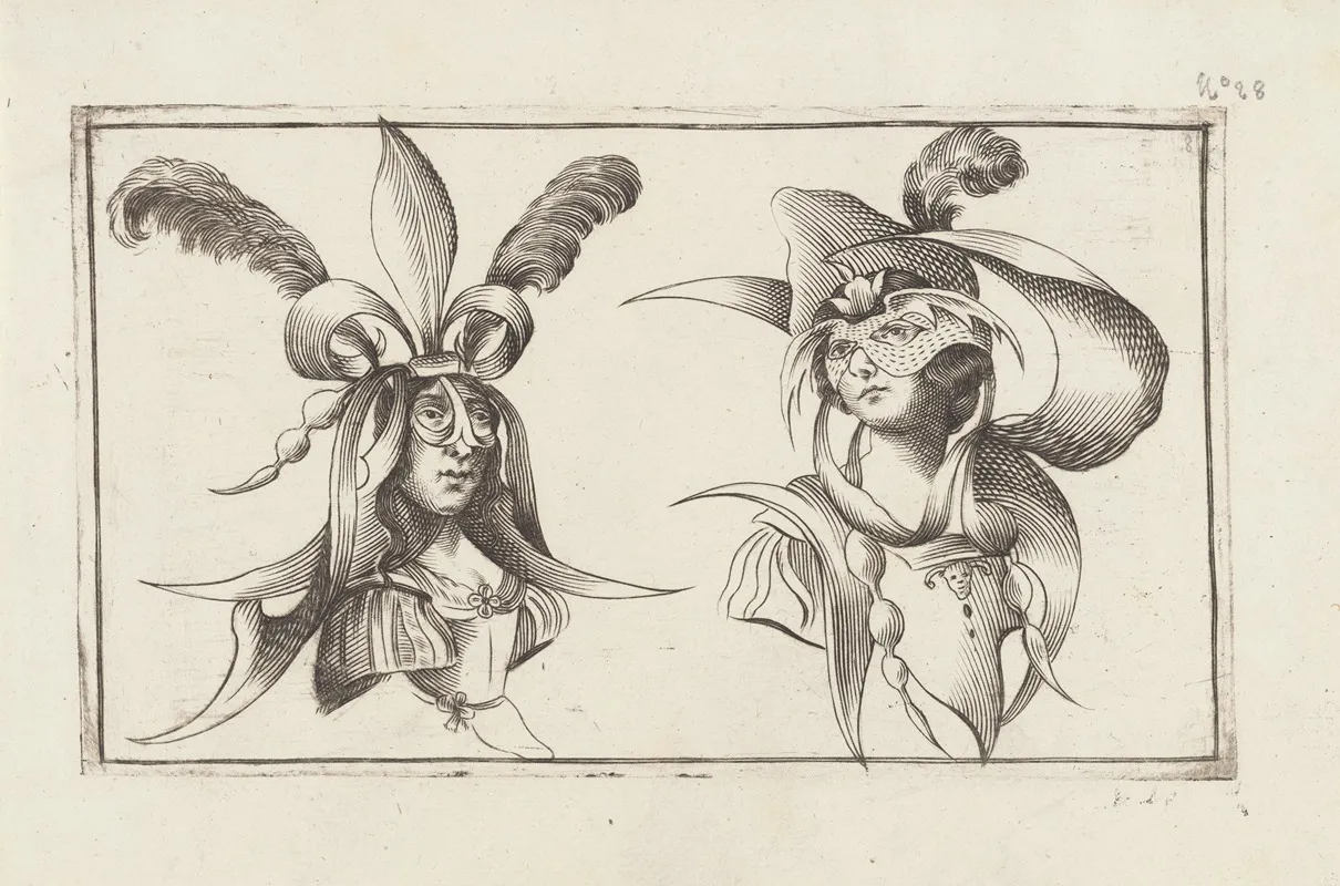 Masks And Hats Pl 07 Wall Art by Agostino Mitelli - High-Resolution Digital Print