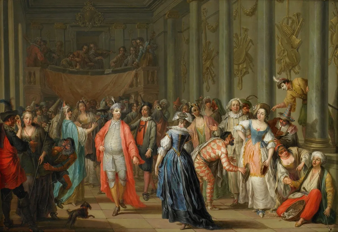 Masquerade Ball Masked Ball At Venice Wall Art by Franz Christoph Janneck - High-Resolution Digital Print
