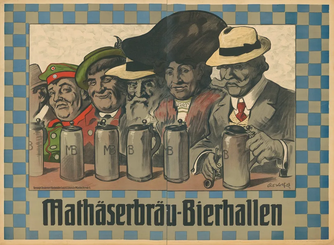 Mathaserbrau Bierhallen Wall Art by Rudolf Robert Wolf - High-Resolution Digital Print