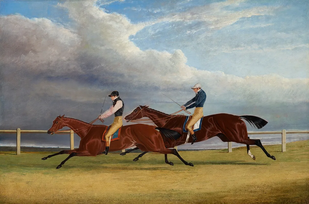 Matilda And Mameluke The Finish Of The 1827 St Leger Wall Art by John Frederick Herring Snr. - High-Resolution Digital Print