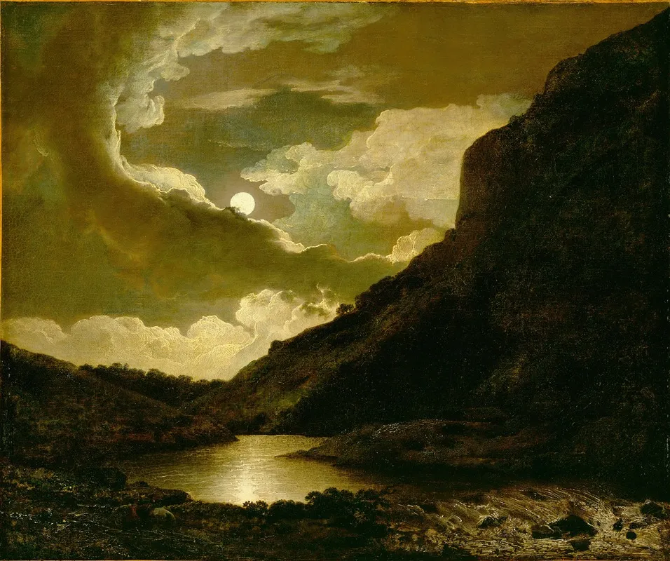 Matlock Tor By Moonlight 2 Wall Art by Joseph Wright of Derby - High-Resolution Digital Print