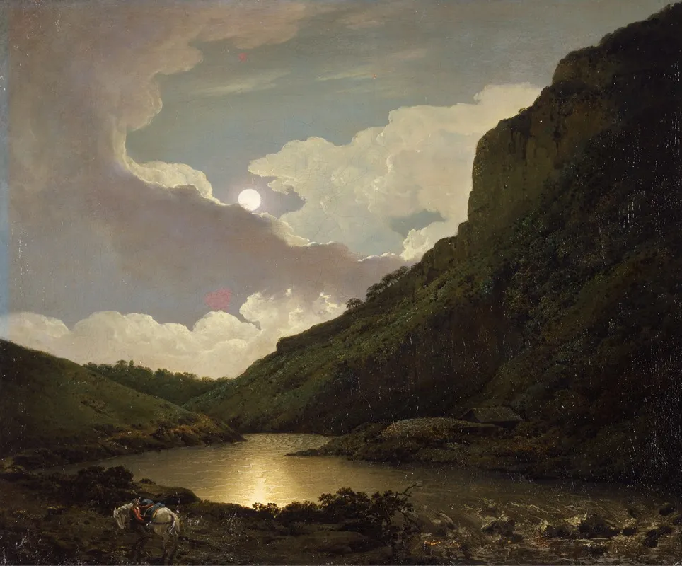 Matlock Tor By Moonlight Wall Art by Joseph Wright of Derby - High-Resolution Digital Print