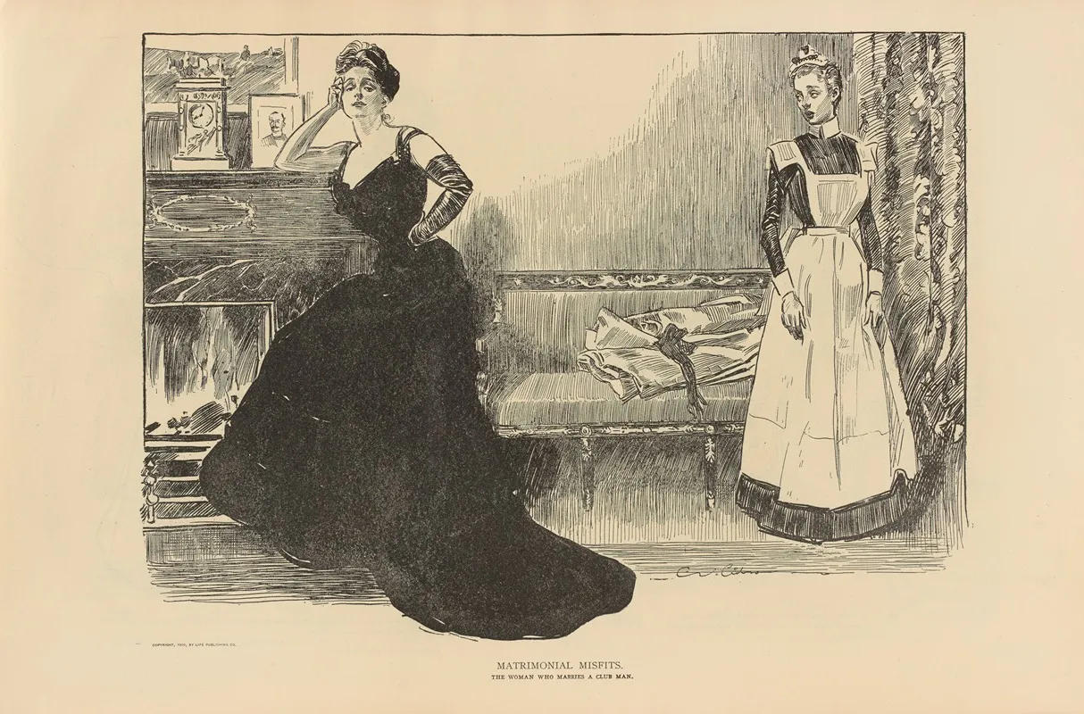 Matrimonial Misfits The Woman Who Marries A Club Man 2 Wall Art by Charles Dana Gibson - High-Resolution Digital Print