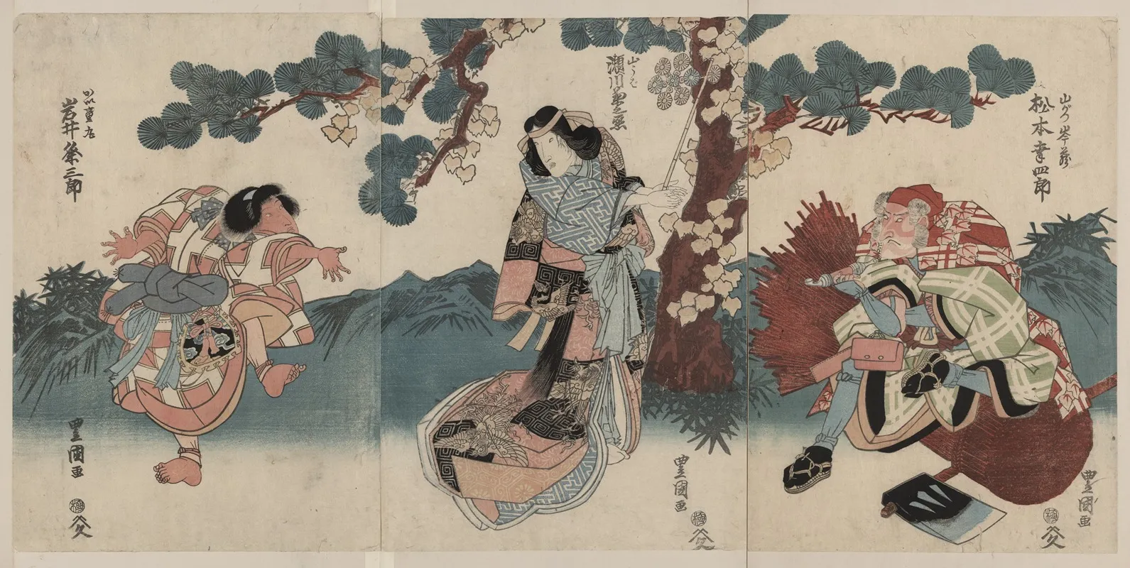 Matsumoto Koshiro Segawa Kikunojo Iwai Kumesaburo Wall Art by Toyokuni Utagawa - High-Resolution Digital Print