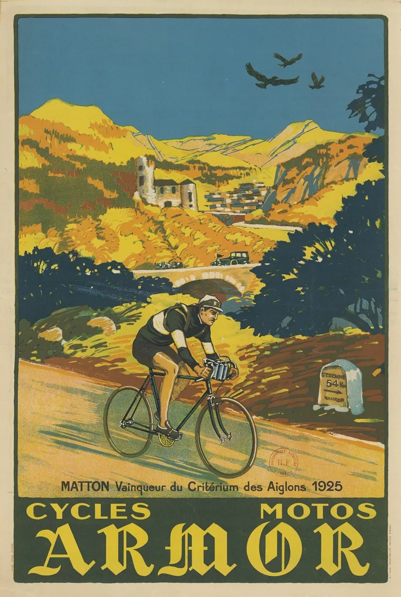 Matton Vainqueur Du Criterium Des Aiglons 1925 Cycles Motos Armor Wall Art by Affiches Gaillard - High-Resolution Digital Print