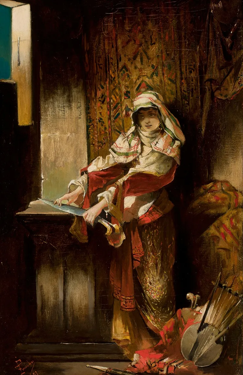 Mauritanian Woman Sharpening A Yatagan