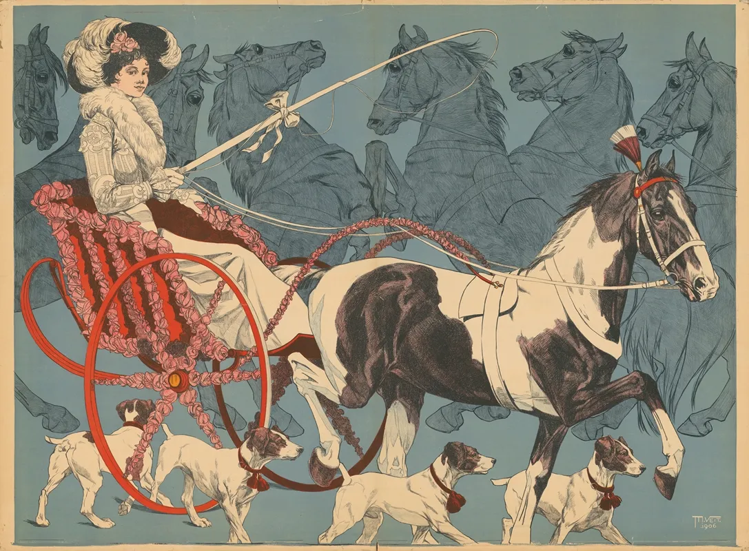 Mdlle Milly Dagmar And Her Performing Dogs Wall Art by Moritz Veit - High-Resolution Digital Print