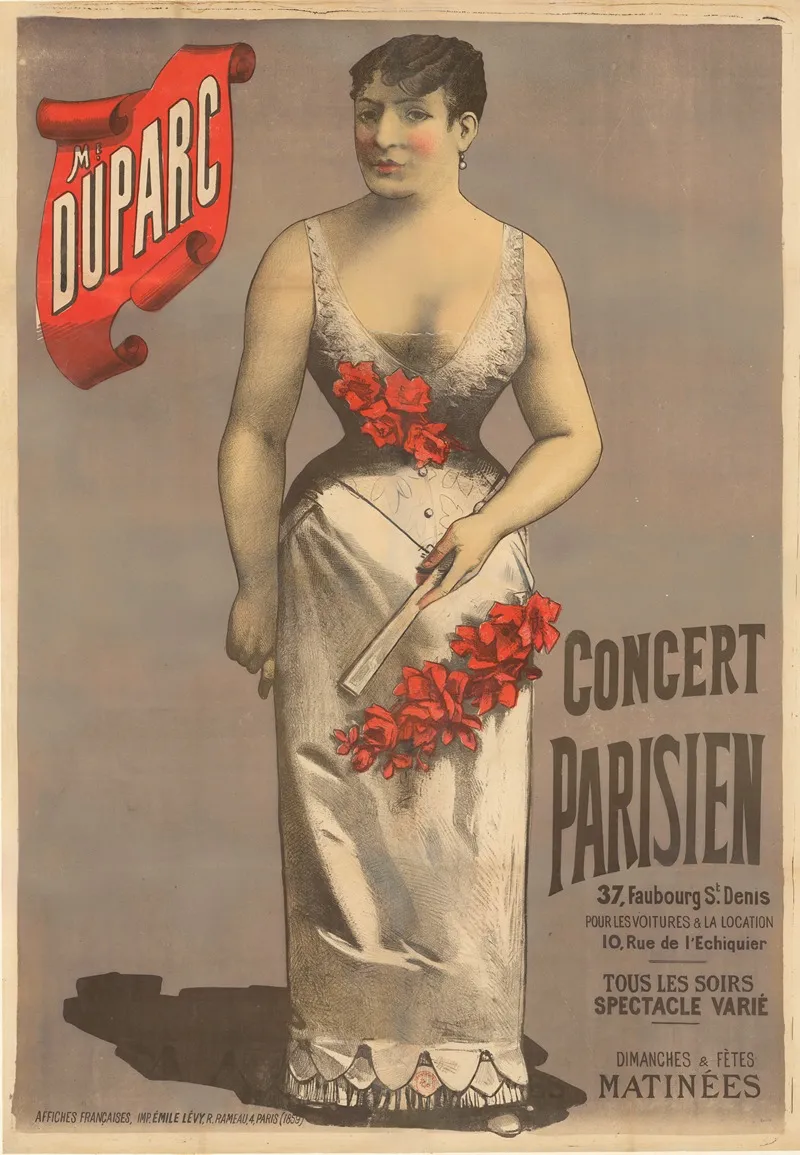 Me Duparc Concert Parisien 37 Faubourg St Denis Pour Les Voitures La Location 10 Rue De Lechiquier Wall Art by Imp. Emile Lévy - High-Resolution Digital Print