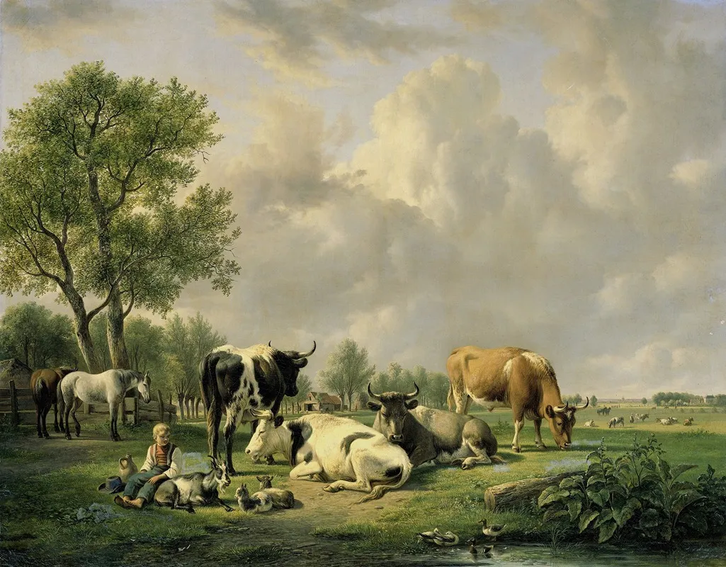 Meadow With Animals Wall Art by Jan van Ravenswaay - High-Resolution Digital Print
