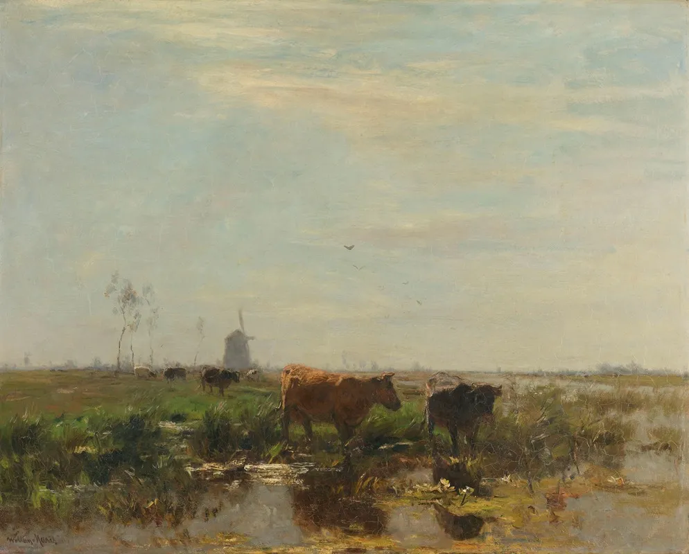 Meadow With Cows By The Water Wall Art by Willem Maris - High-Resolution Digital Print
