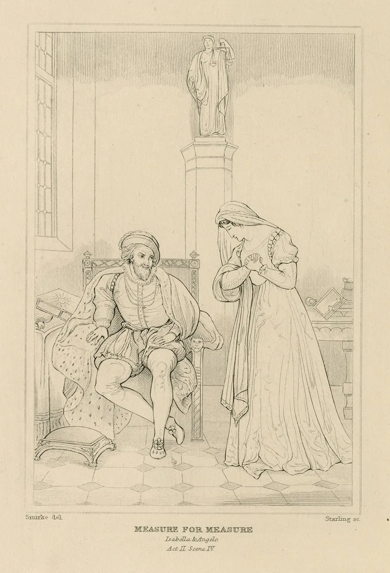 Measure For Measure Act 2 Scene 4 Angelo And Isabella Wall Art by William Francis Starling - High-Resolution Digital Print