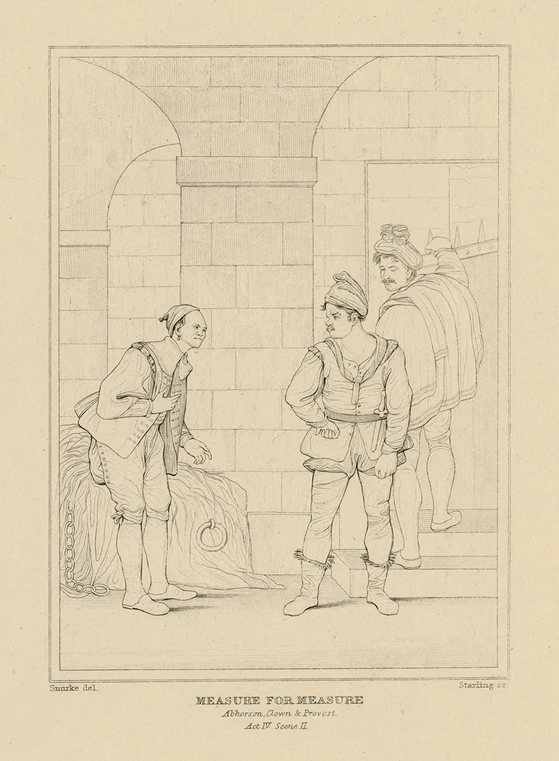 Measure For Measure Act 4 Scene 2 Abhorson Clown And Provost Wall Art by William Francis Starling - High-Resolution Digital Print