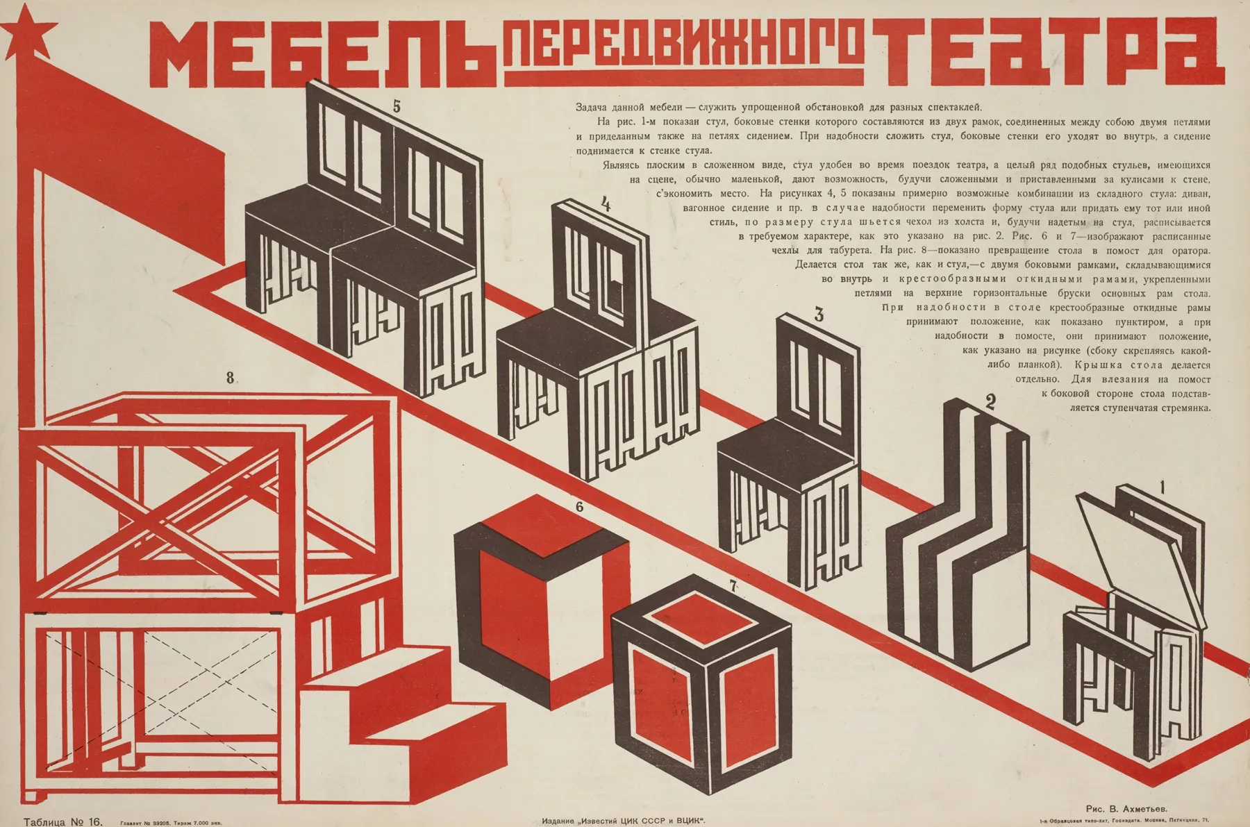 Mebel Peredvizhnogo Teatra Ris V Akhmetev Tablitsa No 16 Wall Art by I͡Akov Aleksandrovich Tugendkholʹd - High-Resolution Digital Print
