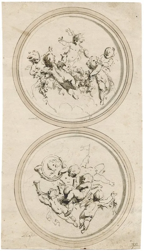 Medallions With Putti Representing Water And Air