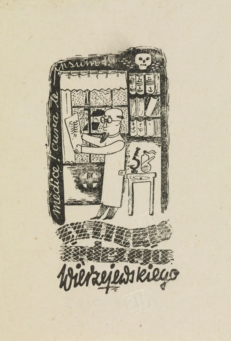 Medice Cura Ie Ipsum Ex Libris Jedrzeja Wierzejewskiego Wall Art by Witold Gawęcki - High-Resolution Digital Print