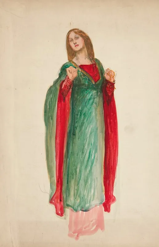 Medieval Lady Sketch For An Unidentified Shakespeare Play