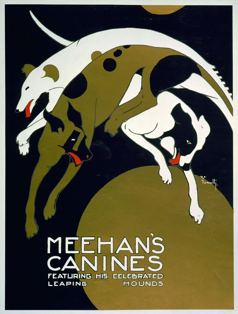 Meehans Canines Featuring His Celebrated Leaping Hounds Wall Art by Alfonso Iannelli - High-Resolution Digital Print