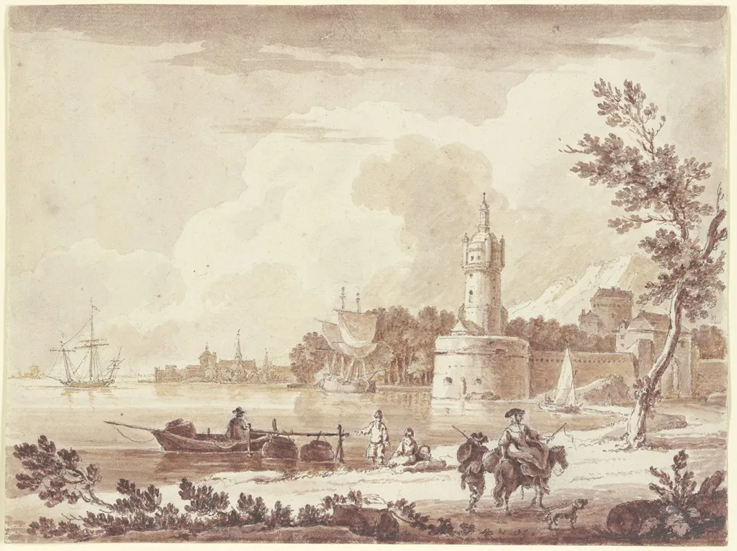 Meeresbucht Mit Einem Leuchtturm Und Einer Befestigung Im Hintergrund Wall Art by Nicolas Ozanne - High-Resolution Digital Print