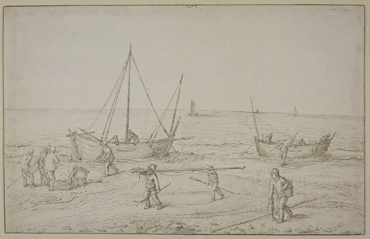 Meereskuste Mit Segelbooten Und Fischern
