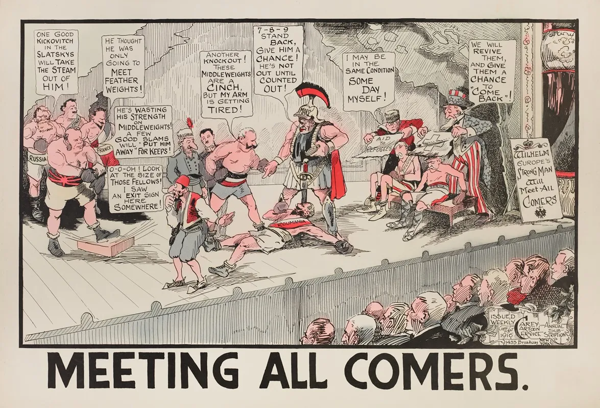 Meeting All Comers Wall Art by Carey Cartoon Service - High-Resolution Digital Print