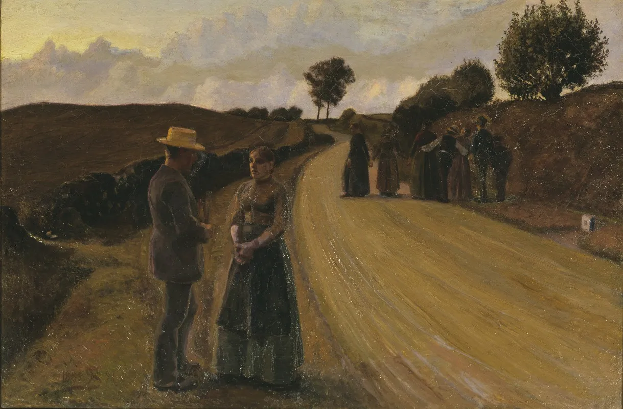 Meeting On A Country Road In The Evening