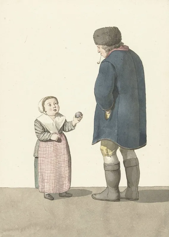 Meisje Met Bal Staand Voor Een Man Wall Art by W. Barthautz - High-Resolution Digital Print