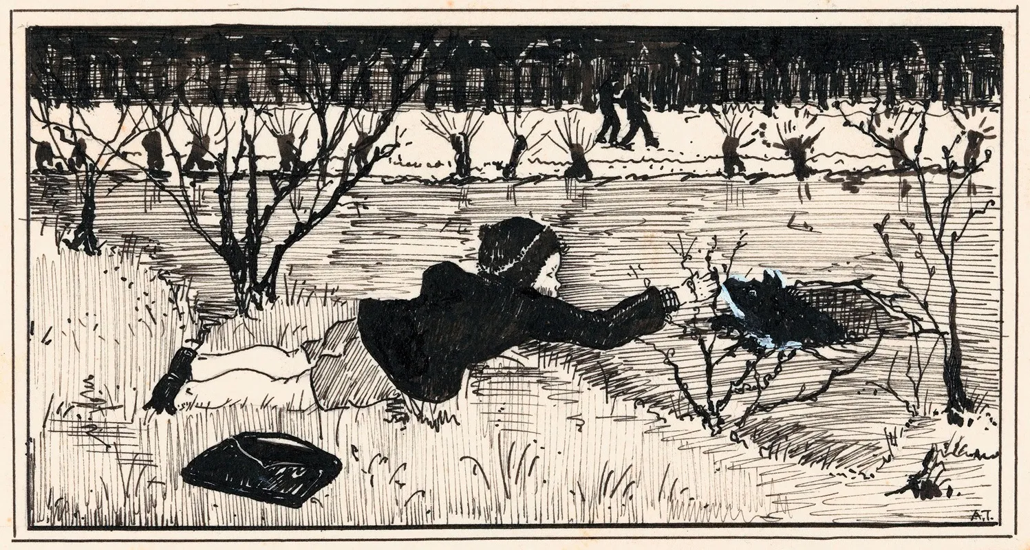 Meisje Probeert Hond Te Redden Uit Wak Wall Art by A. Tinbergen - High-Resolution Digital Print