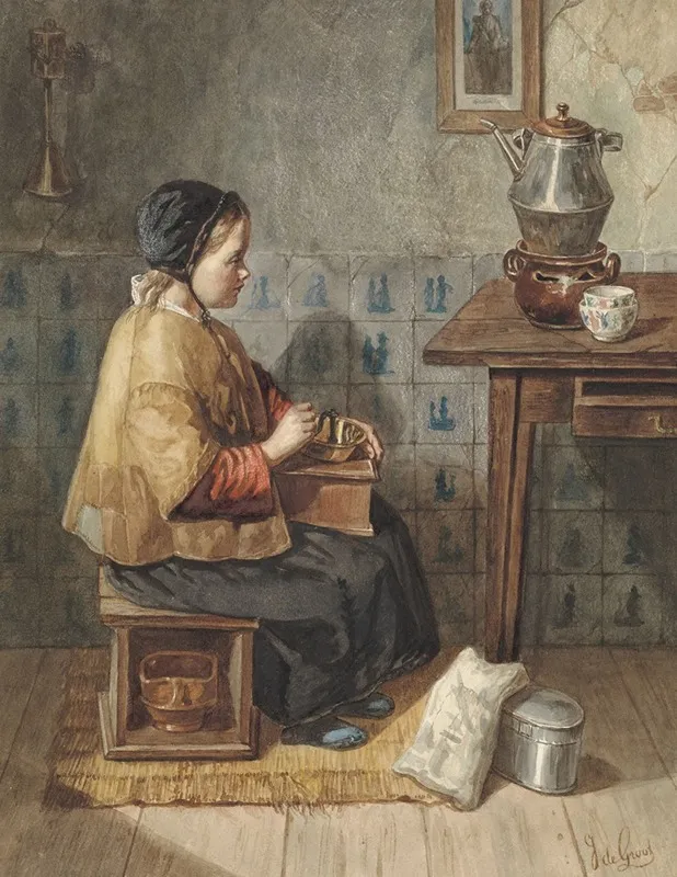 Meisje Zittend Op Een Stoof Wall Art by Joseph de Groot - High-Resolution Digital Print
