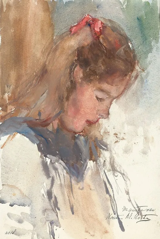 Meisjesportret Van Marietje Van Houten Wall Art by Barbara Elisabeth van Houten - High-Resolution Digital Print