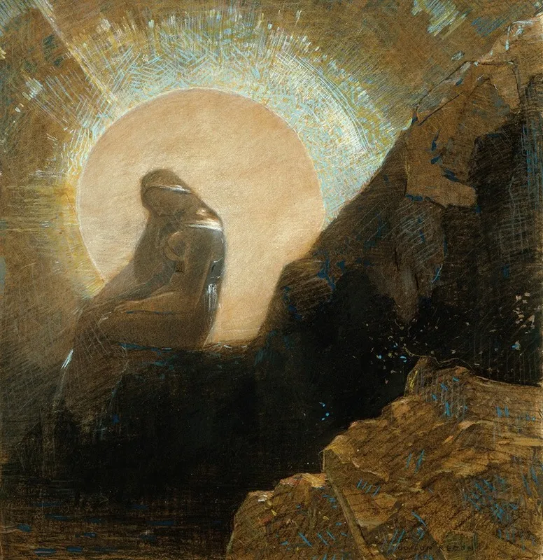 Melancholy Wall Art by Odilon Redon - High-Resolution Digital Print