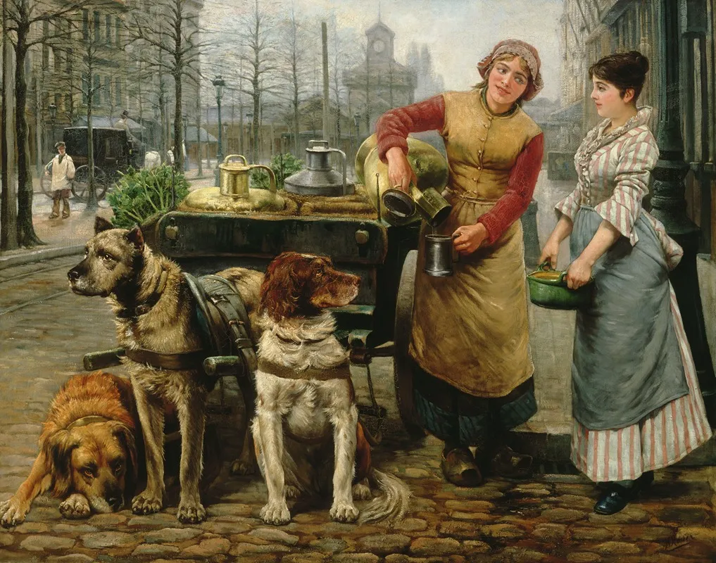 Melkboerin Met Hondenkar Op De Keyserlei Wall Art by Henri Houben - High-Resolution Digital Print