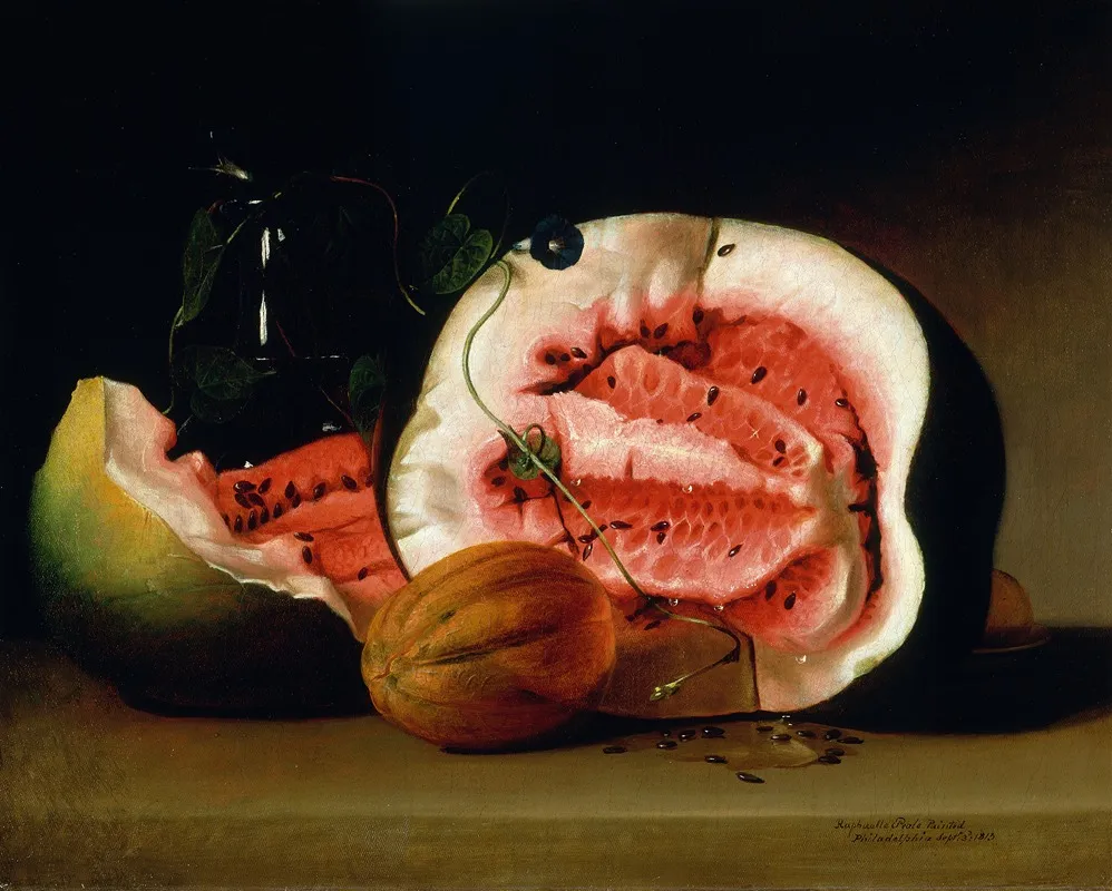 Melons And Morning Glories Wall Art by Raphaelle Peale - High-Resolution Digital Print