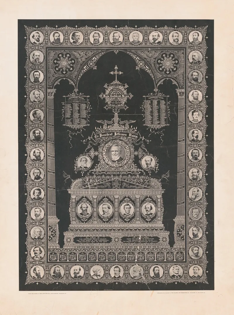 Memorial To The Loyal Sons Of The South The Brave Confederate Heroes Wall Art by Clarke Art-Engraving Co. - High-Resolution Digital Print