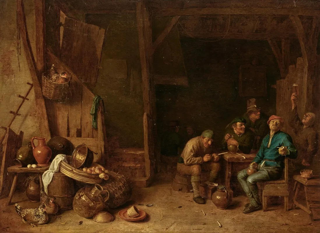 Men Drinking And Smoking In A Barn Wall Art by Hendrick Martensz. Sorgh - High-Resolution Digital Print