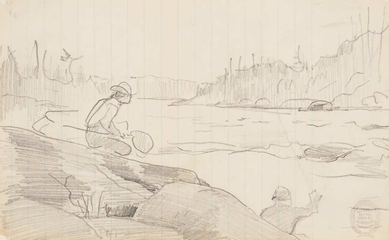 Men Fishing With A Rod And Net Wall Art by Winslow Homer - High-Resolution Digital Print