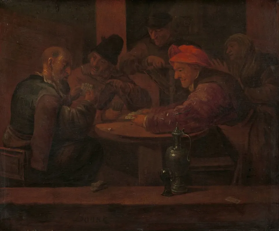 Men Playing Cards In A Tavern Wall Art by Daniel Boone - High-Resolution Digital Print