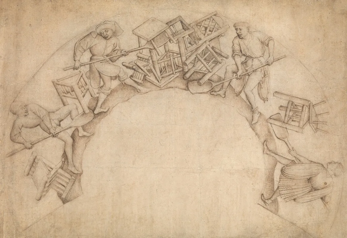 Men Shoveling Chairs Scupstoel Wall Art by Circle of Rogier van der Weyden - High-Resolution Digital Print