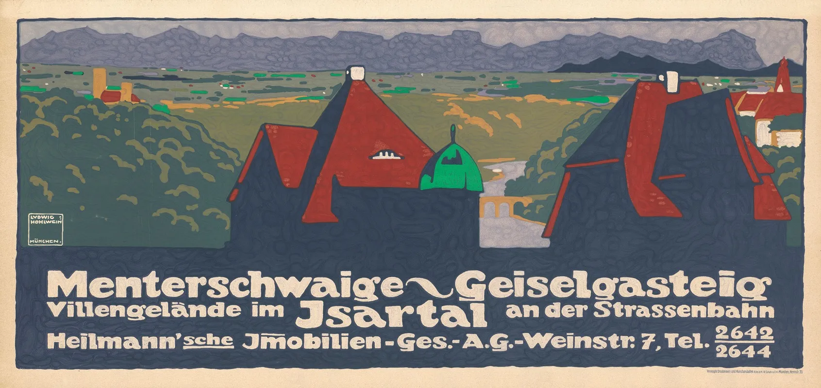 Menterschwaige Geiselgasteig Villengelande Im Isartal Heilmannsche Immobilien Gesellschaft Wall Art by Ludwig Hohlwein - High-Resolution Digital Print