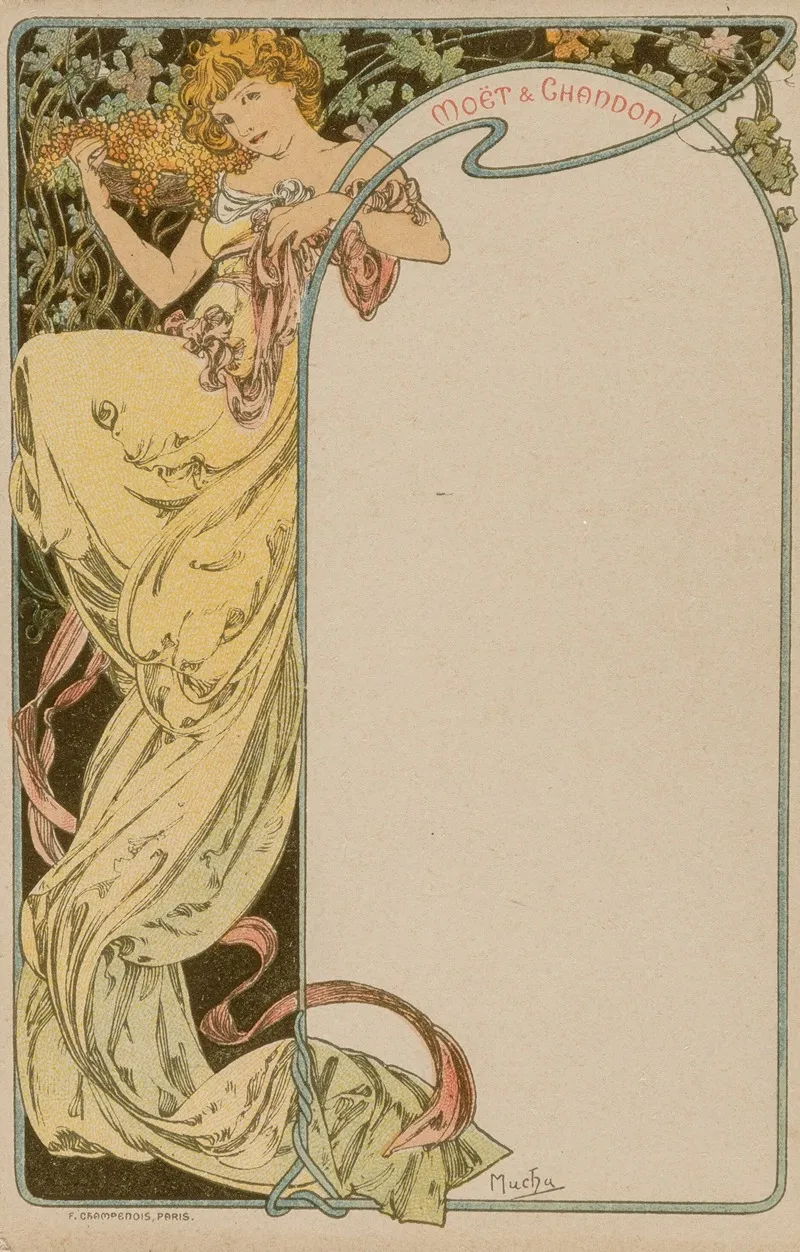 Menu Card Wall Art by Alphonse Mucha - High-Resolution Digital Print