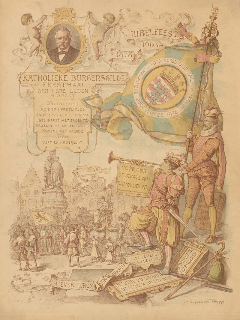 Menu On The Occasion Of The 25th Anniversary Of The Catholic Civilian Corporation Wall Art by Pieter Raoux - High-Resolution Digital Print