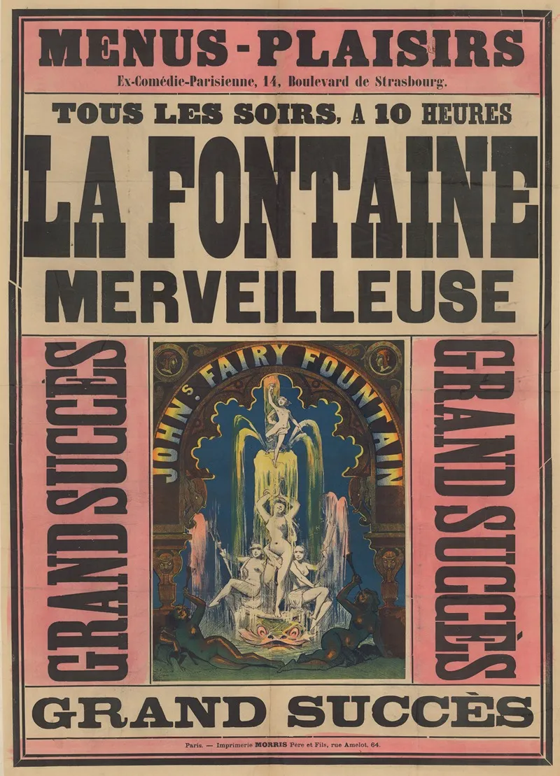 Menus Plaisirs Ex Comedie Parisienne La Fontaine Merveilleuse Wall Art by Imp. Morris - High-Resolution Digital Print