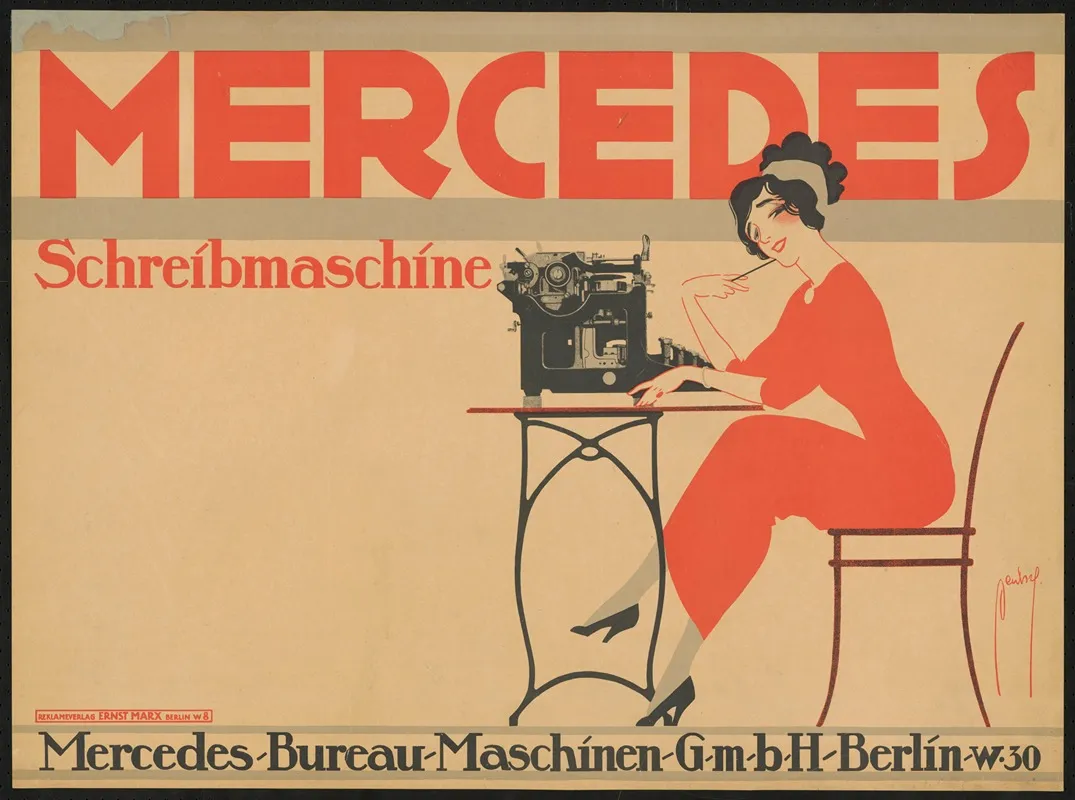 Mercedes Schreibmaschine Wall Art by Ernst Deutsch - High-Resolution Digital Print